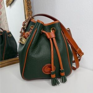 Dooney & Bourke Green and Brown Leather Shoulder Bag